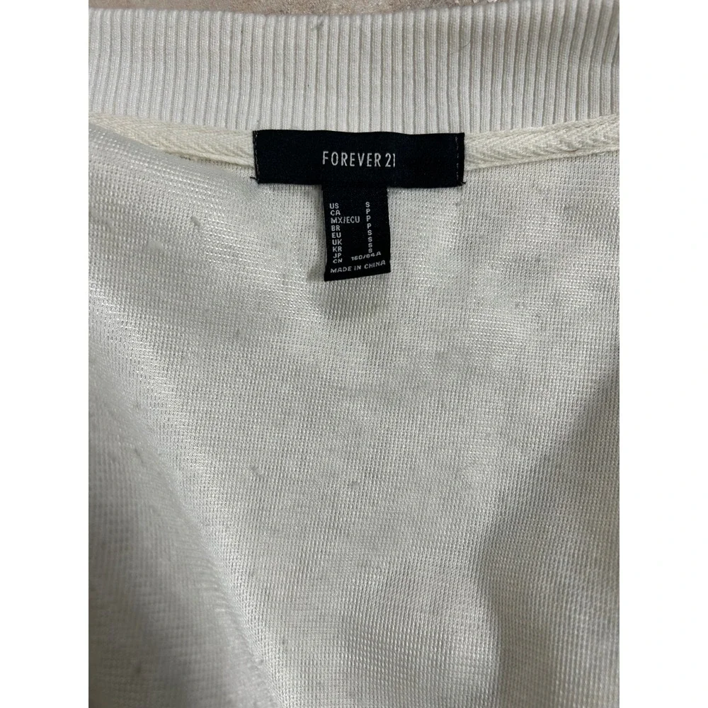 Forever 21 Cream‎ Sherpa Bomber Jacket Full Zip Small S Cozy Warm